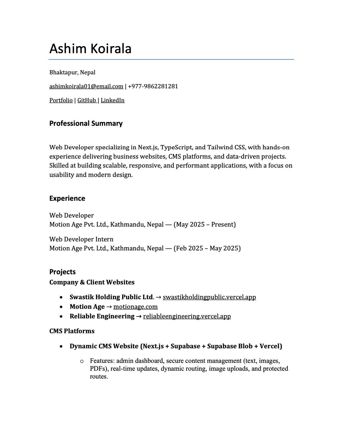 Ashim Koirala CV Page 1
